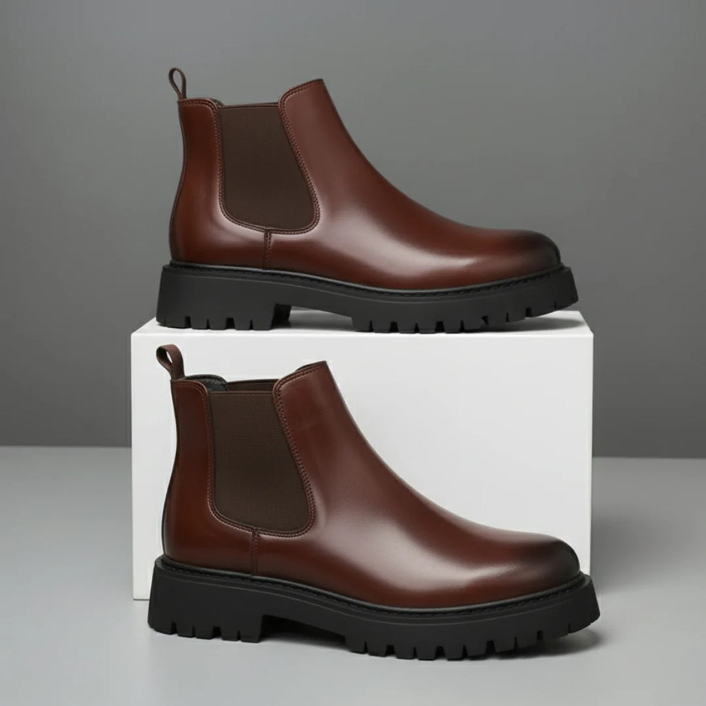 Boots Homme Marron en Cuir  - Semelle Légère Tres Confortable