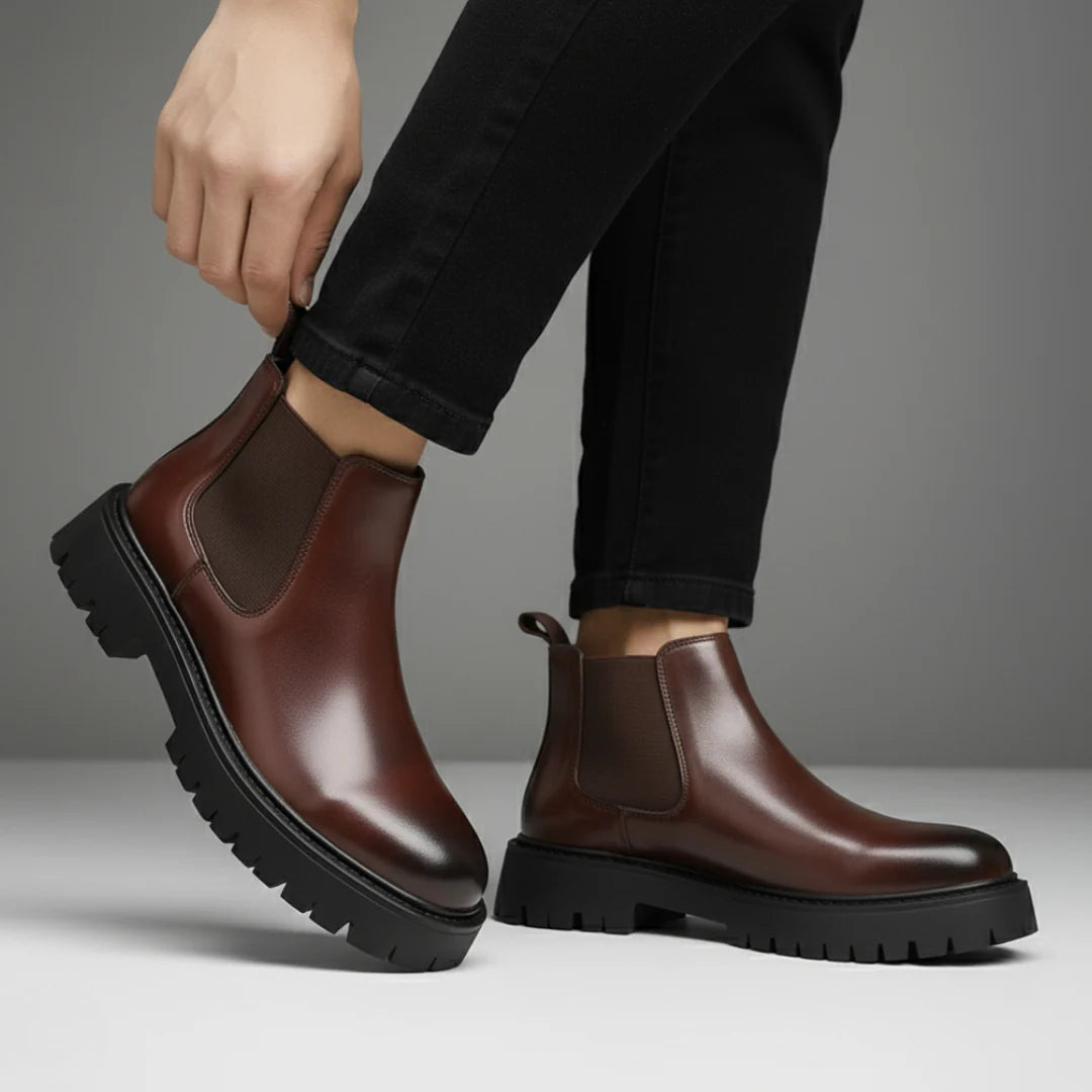 Boots Homme Marron en Cuir  - Semelle Légère Tres Confortable
