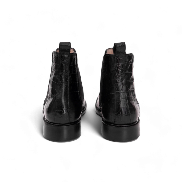 CHELSEA BOOTS CUIR LISSE +  CROCO NOIR | ATLAS