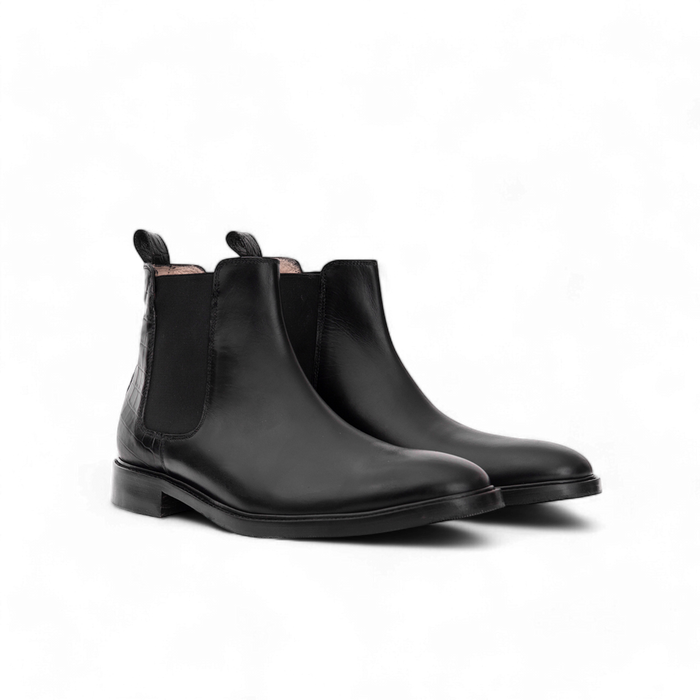 CHELSEA BOOTS CUIR LISSE +  CROCO NOIR | ATLAS