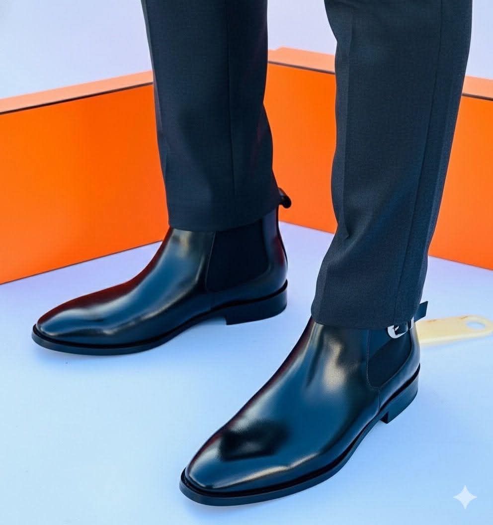 CHELSEA BOOTS CUIR LISSE +  CROCO NOIR ATLAS