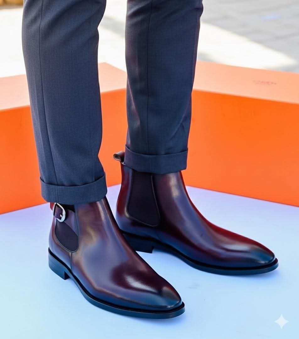 CHELSEA BOOTS CUIR LISSE +  CROCO NOIR ATLAS